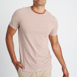 Kit and Ace | Ace Crewneck Tee | Medium | Ecru Mini Stripe | Premium Cotton